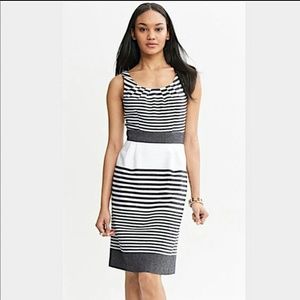 Banana Republic Gray & White Stripes Sheath Dress